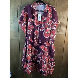 Estelle Jasmin Linen/Viscose Dress Rose Plum Size 20W